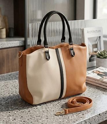 Damska torba – dvoje materijala i boja - Dizajn: elegantna tote torba