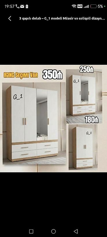 3 qapılı dolab – G_1 modeli - Müasir və səliqəli dizayn - Rəng seçimi lalafo.az -da 3 qapılı dolab – G_1 modeli - Müasir və səliqəli dizayn - Rəng seçimi