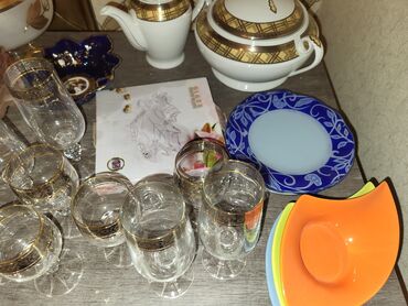 Nahar dəstləri və servizlər: Nahar dəsti, rəng - Qızılı, Şüşə — 9