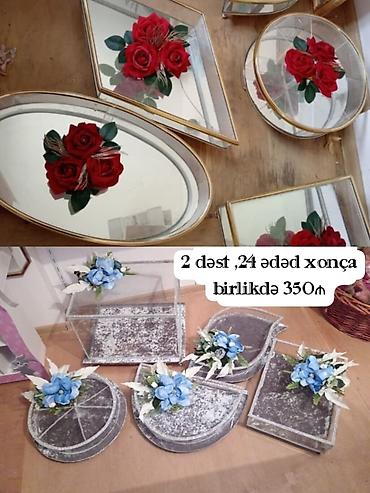Digər biznes avadanlığı: 2 dəst xonça,hər destdə 12 ədəd var. Birlikdə 350₼. Ünvan Xırdalan — 1