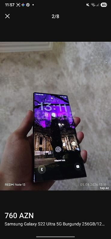 Samsung Galaxy S22 Ultra, 256 GB, rəng - Bənövşəyi, Simsiz şarj lalafo.az -da Samsung Galaxy S22 Ultra, 256 GB, rəng - Bənövşəyi, Simsiz şarj