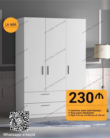 Divanlar: Yeni, Açılan, 3 qapılı Düz dolab, Qarderob, paltar dolabı, Azərbaycan