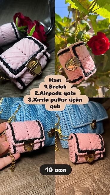 Брелоки: Çoxfunksiyalı mini toxuma çanta-brelok - İstifadə: brelok, AirPods — 2