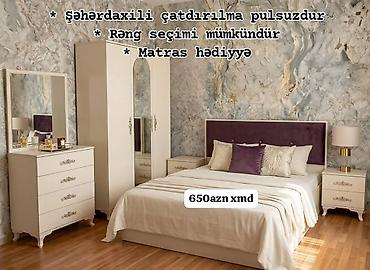 dəmir carpayı: Yataq otağı dəsti – “650 AZN xmd”. Matras hədiyyə. Dəst tərkibi: - 2 — 4