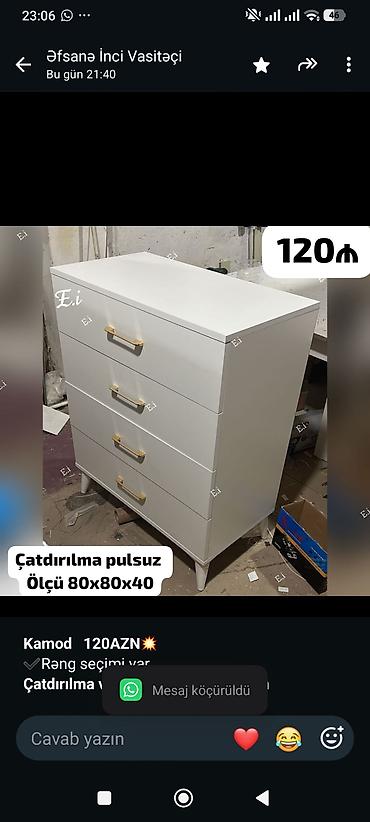 *Kamod 120AZN💥* ✔️Rəng seçimi var *Çatdırılma və quraşdırılma