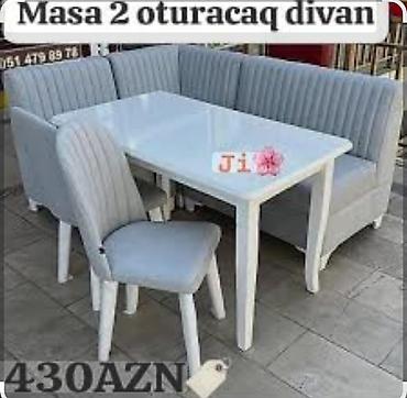 qoşa divan: Mətbəx üçün, Yeni, Açılmayan, Dördbucaq masa, 2 stul — 1