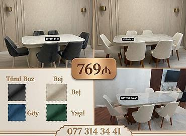 Masa və oturacaq dəstləri: Masa və stul dəsti – Xmd - Komplektlər: - Masa 1×2 m + 6 stul - — 16