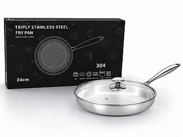 Сковорода TRIPLY STAINLESS STEEL 24 см с крышкой - Материал at lalafo.kg Сковорода TRIPLY STAINLESS STEEL 24 см с крышкой - Материал