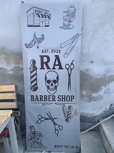 barber reklam: RA Barber Shop üçün dekorativ vitrin lövhəsi Məhsul təsviri: - “RA — 2