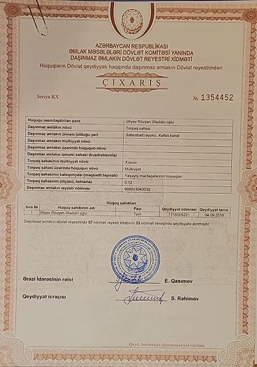 sabirabadda: 35 sot, Biznes üçün, Mülkiyyətçi, Kupça (Çıxarış) — 8
