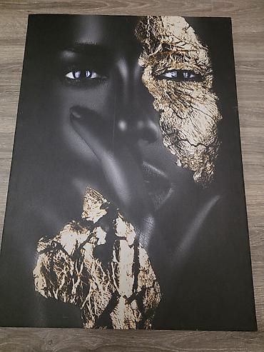 Ev və bağ: Dekorativ tablo – “Qızılı tekstural portret” - Qara fon üzərində — 1