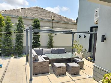 heyet ucun divan: Açıq hava üçün rattan künc dəst Tərkibi: - L formalı geniş künc divan — 4