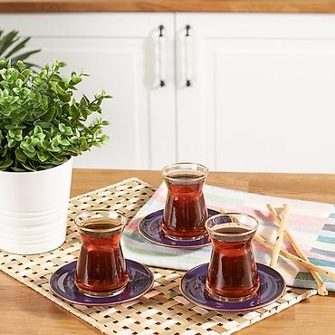 stəkan altı: Çay dəsti, rəng - Bənövşəyi, Şüşə, 6 nəfərlik — 4