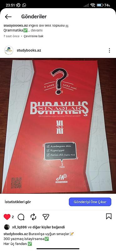 Testlər: Məhsul: “Buraxılış Sınaqları” test toplusu (Hədəf Nəşrləri) — 1