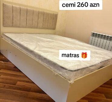 заказать кровать: Yeni, İkinəfərlik çarpayı, Bazasız, Matras ilə, Siyirməsiz, Azərbaycan