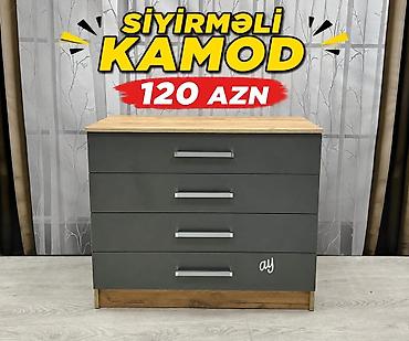 Комоды: Sıyırməli kamod – 4 çekmecəli saxlama mebeli. - Rəng: tünd boz — 1