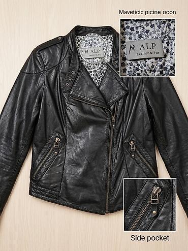 yeni geyim: ALP Leather & Fur qadın dəri gödəkçə - Rəng: qara - Material — 1