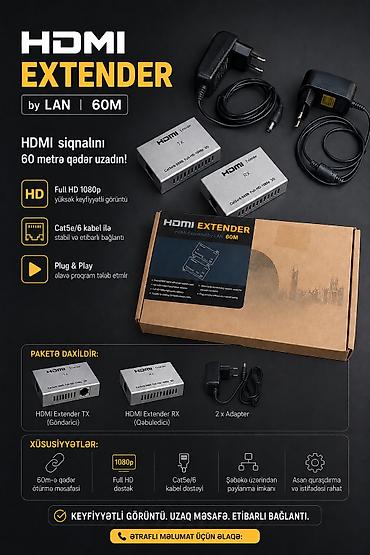 Техника и электроника: HDMI Extender 60M — Satılır 🔥 HDMI görüntüsünü 60 metrə qədər — 1