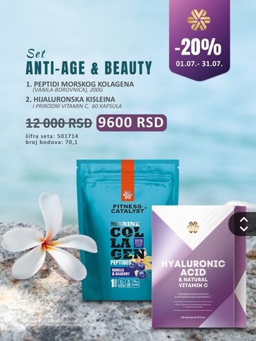 Set za negu protiv starenja i za lepotu, uključuje peptide morskog