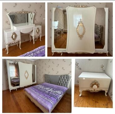 стильная мебель: Двуспальная кровать, Шкаф, Трюмо, 2 тумбы, Б/у