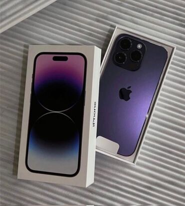 Apple iPhone: IPhone 14 Pro, Б/у, 128 ГБ, Deep Purple, Коробка, 85 %