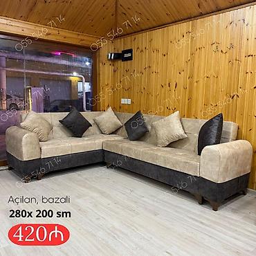 Divanlar: Künc divan – açılan, bazalı model - Ölçü: 280 x 200 sm - Funksiya — 1