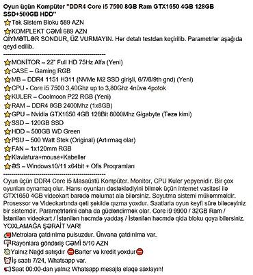 Masaüstü kompüterlər və iş stansiyaları: ŞOK QİYMƏT!!! ⭐Tək Sistem Bloku - 499 AZN ⭐KOMPLEKT CƏMİ - 599 AZN — 8