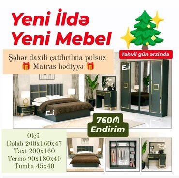 Komodlar: *Yataq dəsti 760Azn💥 ENDİRİM 🎄* ✔️Rəng seçimi var *🎁Matras hədiyyə* ✔️