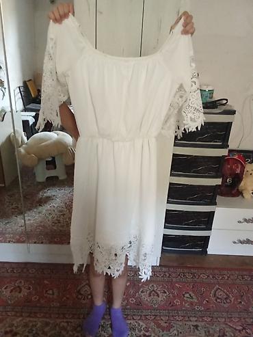 Qadın geyimləri: Ağ rəngli yay donu - Stil: “off-shoulder”/açıq çiyinli, elastik ətək — 1