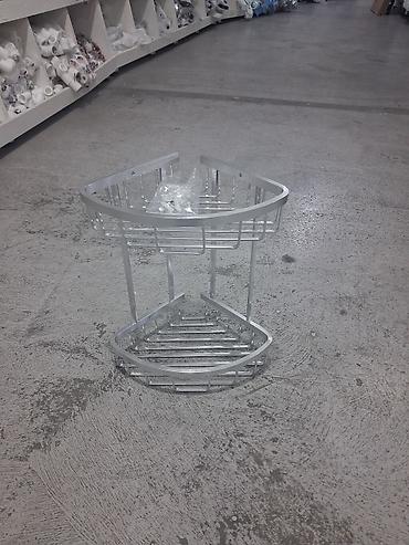 divar ref: İki mərtəbəli künc duş rəfi - Material: metal/alüminium rəngli tel — 1