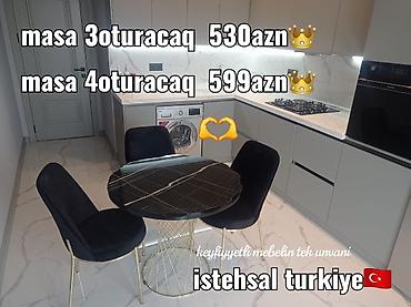 usag masasi: Mətbəx üçün, Yeni, Yumru masa, 3 stul — 1