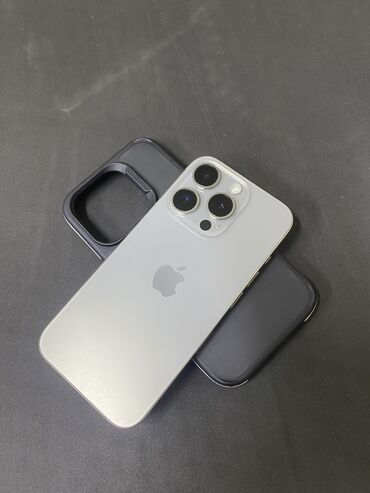 телефоны в рассрочку только паспорт: IPhone 15 Pro, Б/у, 128 ГБ, Natural Titanium, Зарядное устройство, Защитное стекло, Чехол, 90 %