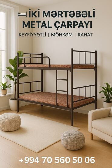 Çarpayılar: 🛏 İki Mərtəbəli Metal Çarpayı Möhkəm konstruksiya, rahat dizayn və