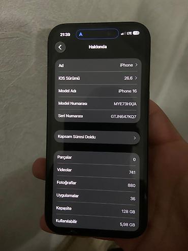 ipad 8 64: IPhone 16, 128 GB, Qara, Qırıq — 6