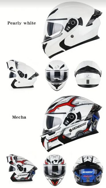 Moto dəbilqələr: UCHOOSE firmasının Hər ölçüdə və rəngdə motosiklet kaskları. Kişi və