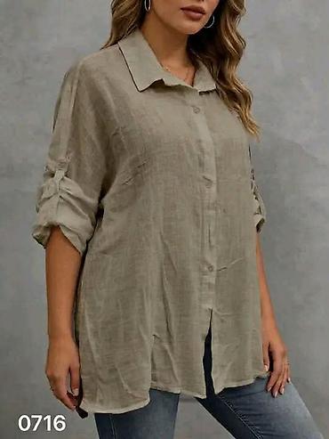 pull bear rs: Košulja od lana za punije dame,krojena komotno za udobno svakodnevno — 1