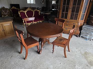 Setovi stolova i stolica: Okrugli drveni trpezarijski sto sa 4 stolice – klasični stil - — 2