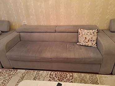 armud kreslo: Çevrilən divan və kreslo dəsti - Rəng: açıq boz - Material: yumşaq — 1