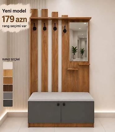 Dəhliz üçün çoxfunksiyalı askılıq və oturacaqlı şkaf dəsti - Yeni
