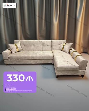 L-künc divan - Ölçülər: 260 × 160 sm - Mexanizm: açılıb-bağlanan -