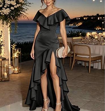 Haljine: Elegantna večernja haljina s volanima. - Kroj: asimetrična sirena — 2