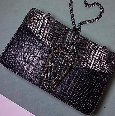 Клатчи: Новая Сумка через плечо, черная, с тиснением под рептилию - Формат — 4