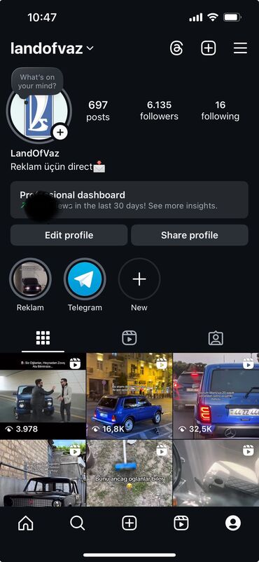 Hazır biznes: İnstagram səhifəsi satılır 6100 real izləyici Story baxışı 1000+ Gəlir