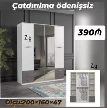 qapi ici: Dolab 4 qapılı 390Azn *İstehsal Rusiya Laminat 18/lik qalınlıqda*