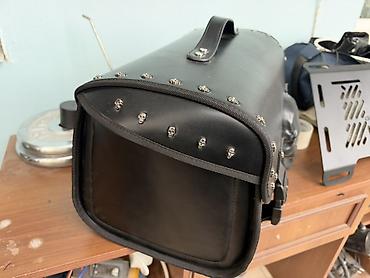 chopper: Qara motosiklet üçün yan çanta – kəllə dizaynlı - Material: qalın — 3