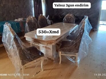 evkalipt agaci satilir: Qonaq otağı üçün, Yeni, Açılmayan, Oval masa, 6 stul