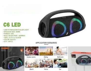 nastavak za wc solju apoteka: Bluetooth zvucnik BOOMBOX C6 sa led svetlom 10wp Bluetooth zvucnik