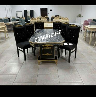 Masa və oturacaq dəstləri: Qonaq otağı üçün, Yeni, Açılan, Dördbucaq masa, 6 stul — 5