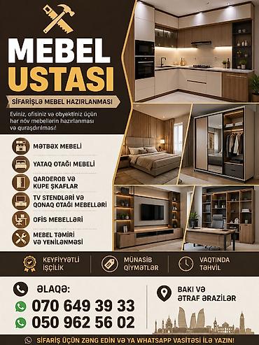 mebel ustası köməkçisi: Mebel ustası – sifarişlə mebel hazırlanması və quraşdırılması Eviniz — 1