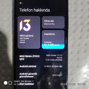 nar aparatı: Poco X3 Pro, 256 GB, rəng - Mavi, Barmaq izi — 4